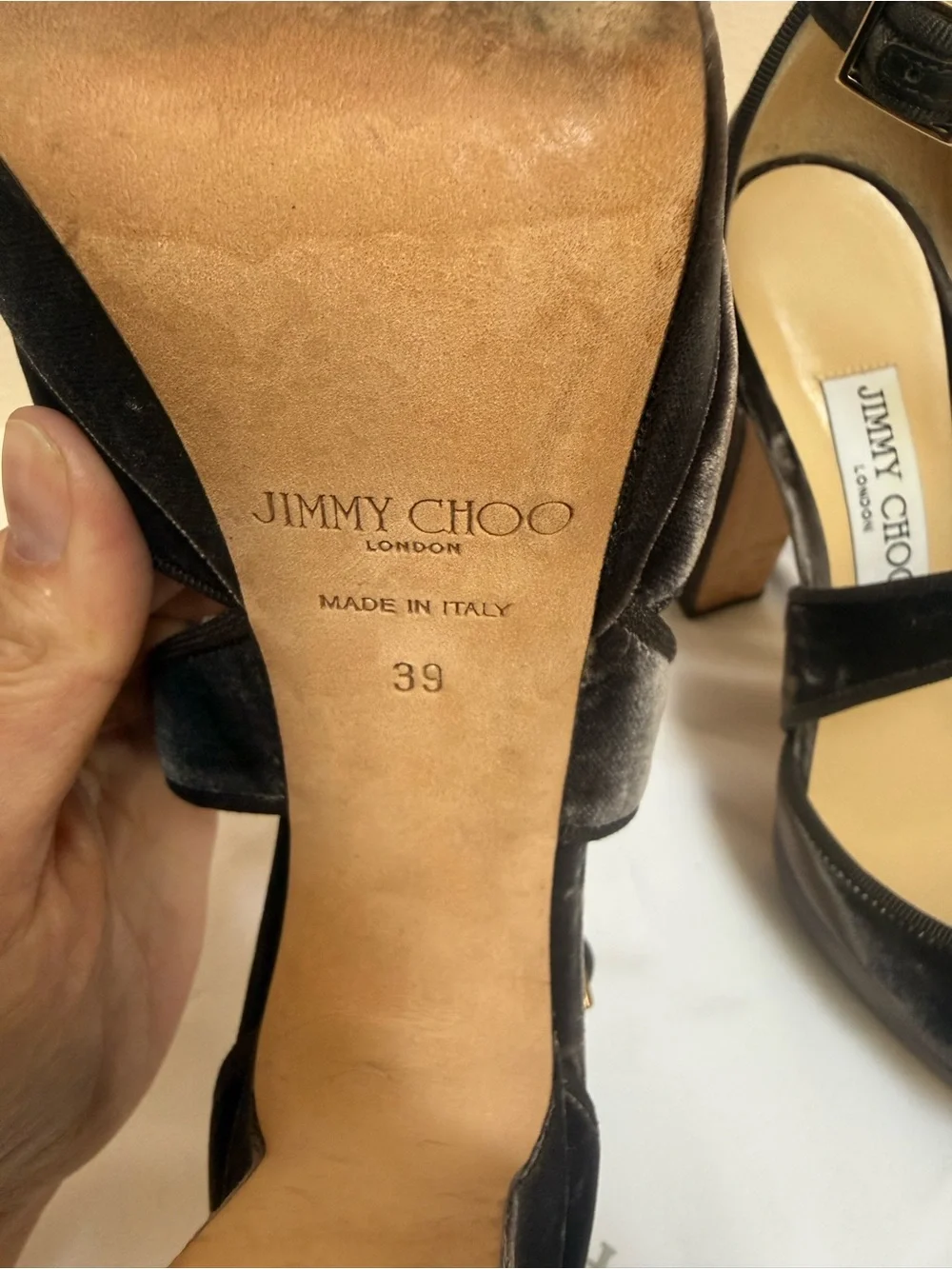 Jimmy Choo Black Velvet Platform Sandals with Crisscross Straps